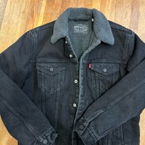 Levi's Black Denim Jacket with Sherpa Collar